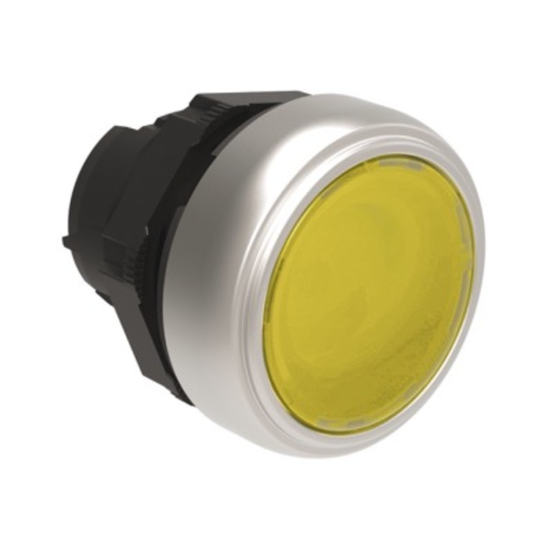 LPCBL105 Lovato Platinum Illuminated Yellow Flush Pushbutton Actuator 22.5mm Spring Return