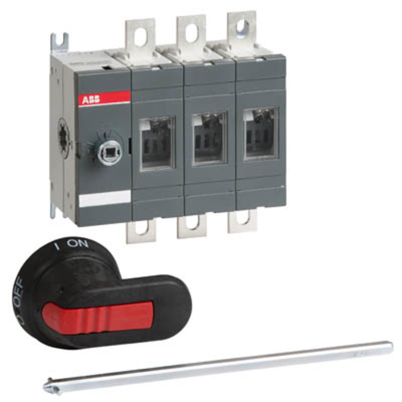 OT250E03P ABB OT 250A 3 Pole Isolator for Base Mounting Handle on Left Hand Side Switch Supplied with 210mm Shaft &amp; OHB65J6 Handle