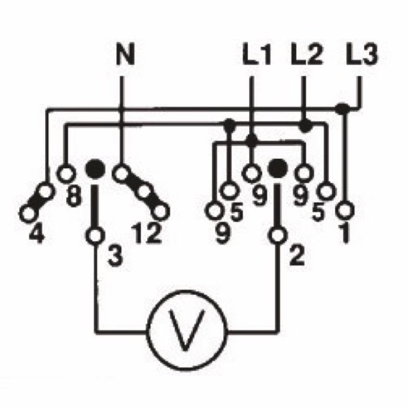 GX1666U Lovato GX 16A Voltmeter Switch 3 Phase to Phase Voltage &amp; 3 Phase Voltage readings 3 Wafers Scheme 66