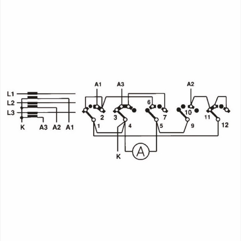 GX1698U Lovato GX 16A Ammeter Switch L1-L2-L3 Reading via CTs 4 Wafers Scheme 98