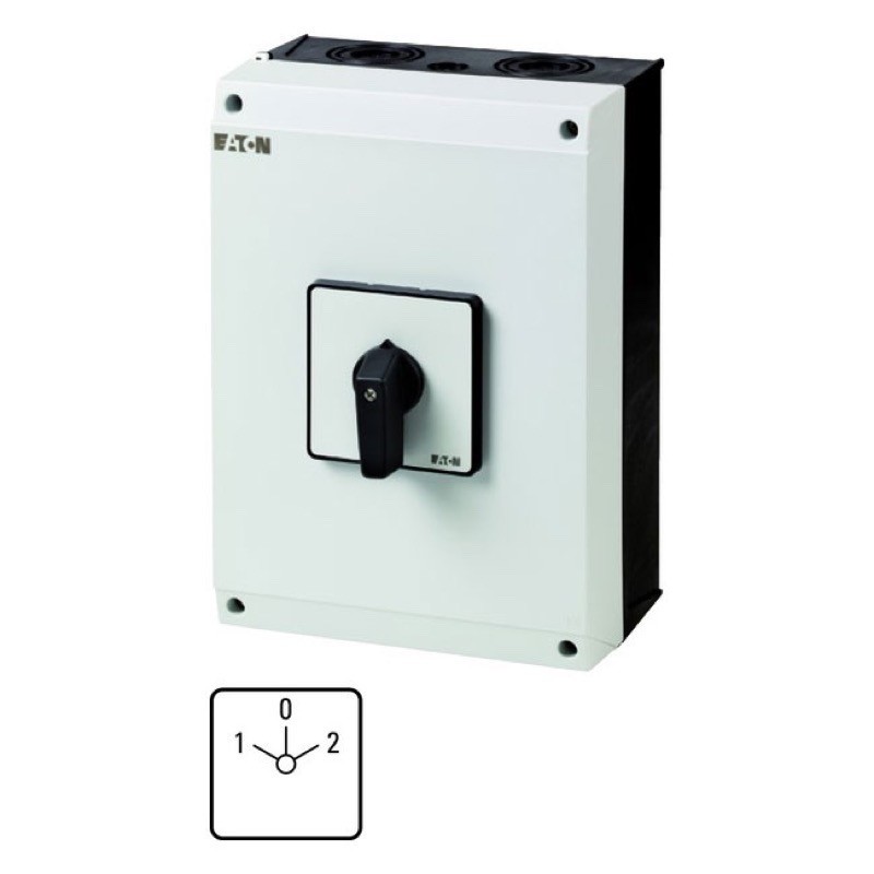 T5-3-8212/I5 Eaton T5 3 Pole Changeover Switch with &quot;O&quot; 100A Surface Mounting Stay Put 55kW Black Handle