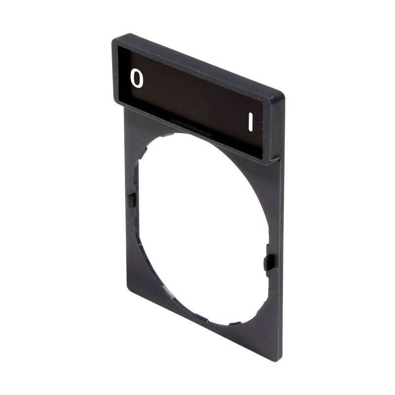 ZBY2178 Schneider Harmony Legend Holder for 22mm Units White Text on Black Marked &#039;O-I&#039;