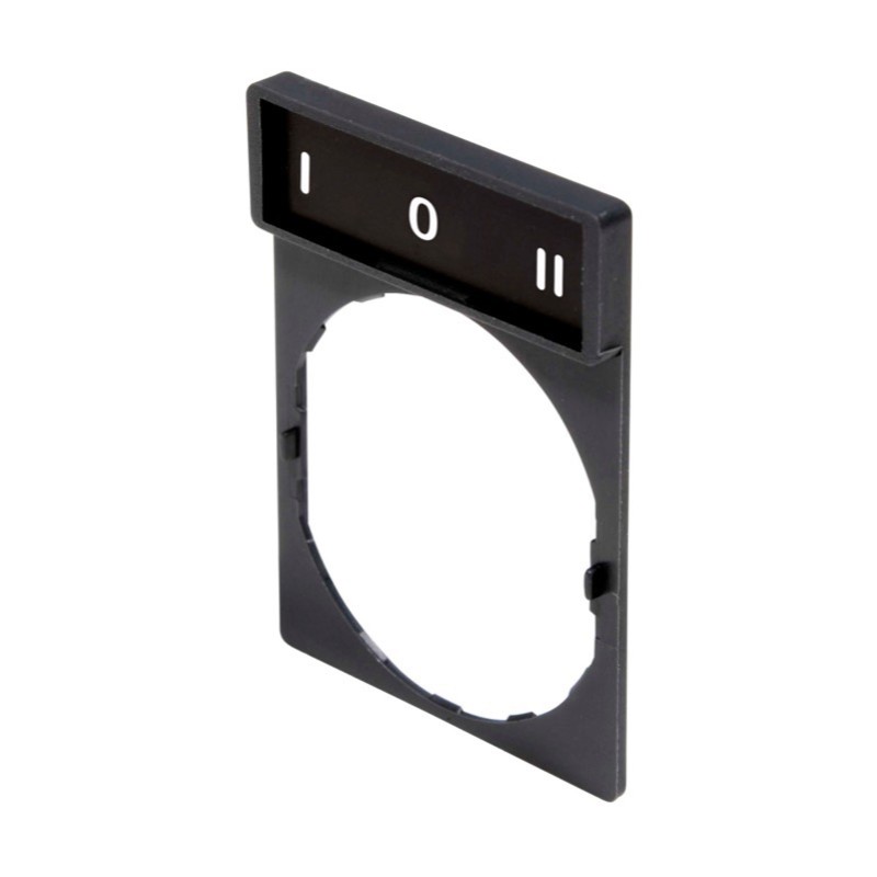 ZBY2186 Schneider Harmony Legend Holder for 22mm Units White Text on Black Marked &#039;I-O-II&#039;